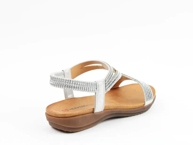 Heavenly Feet Ladies Cushioned Pippa Sandal-SILVER