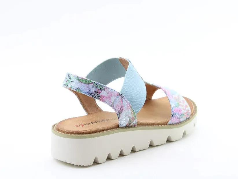 Heavenly Feet Ladies Ritz Wedge Elasticated Strap Sandal -BLUE