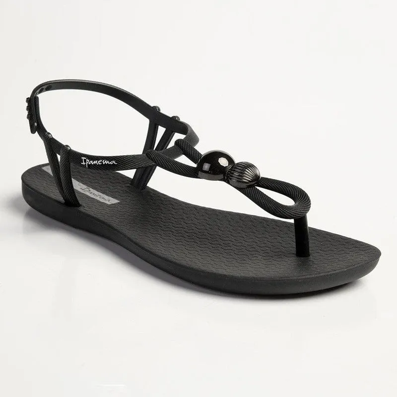 Ipanema Kai Button Trim Thong Sandals - Black