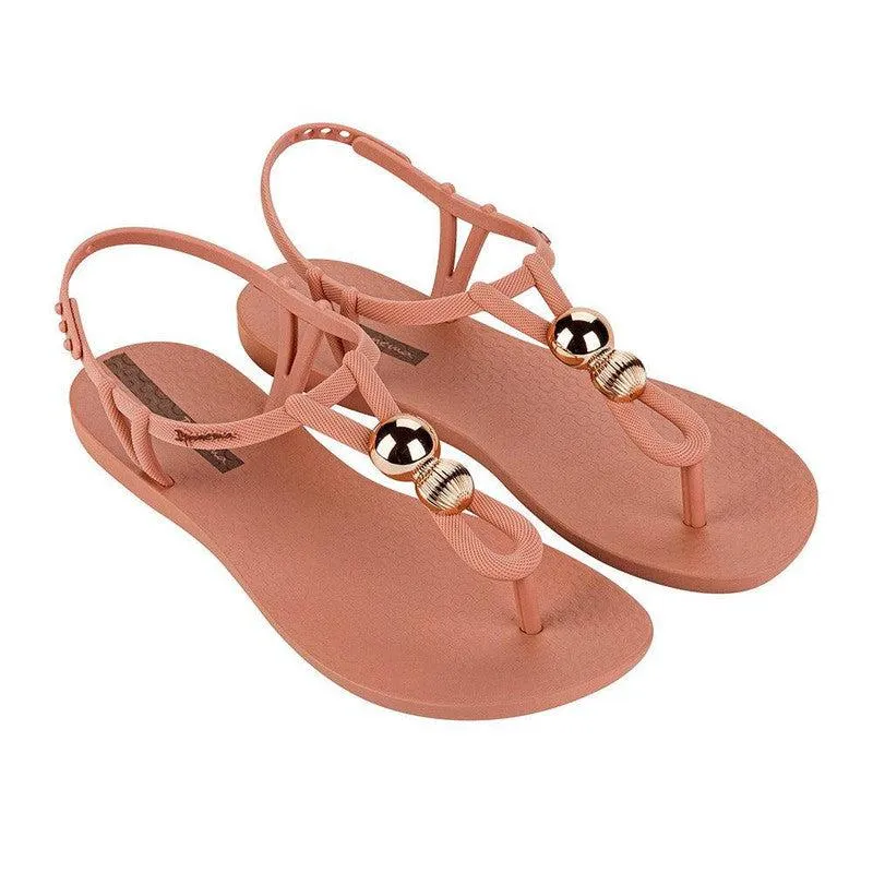 Ipanema Kai Button Trim Thong Sandals - Pink/Bronze