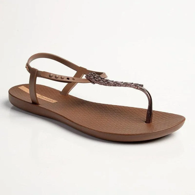 Ipanema Reba Glam Thong Sling Back Sandals - Brown/Bronze