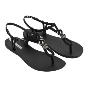 Ipanema Slingback Knotted Thong Sandals - Black / Silver