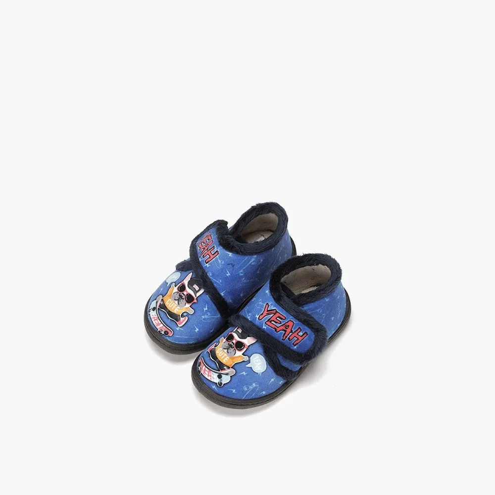 Kids Strap Over Strap Bedroom Slippers Cool Dog Theme Plumaflex sale