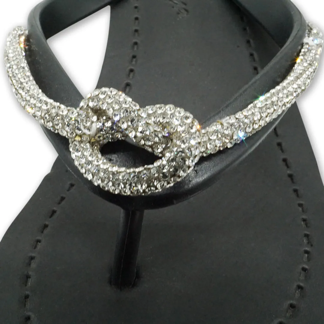 Knot_Crystal Rhinestone Rope - Mid Wedge Flip Flops