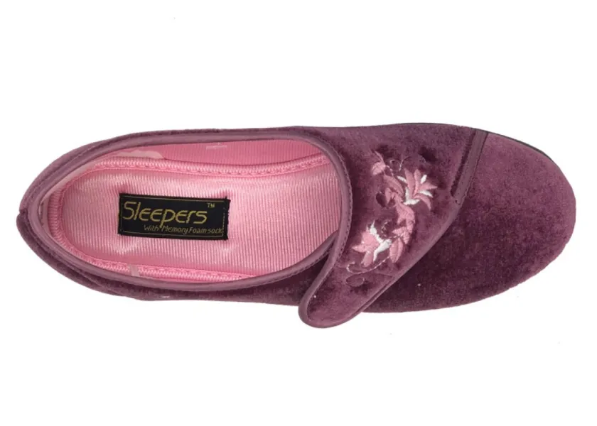 Ladies Bedroom Slippers Strap Over Womens Comfort Memory Foam Jolene Heather