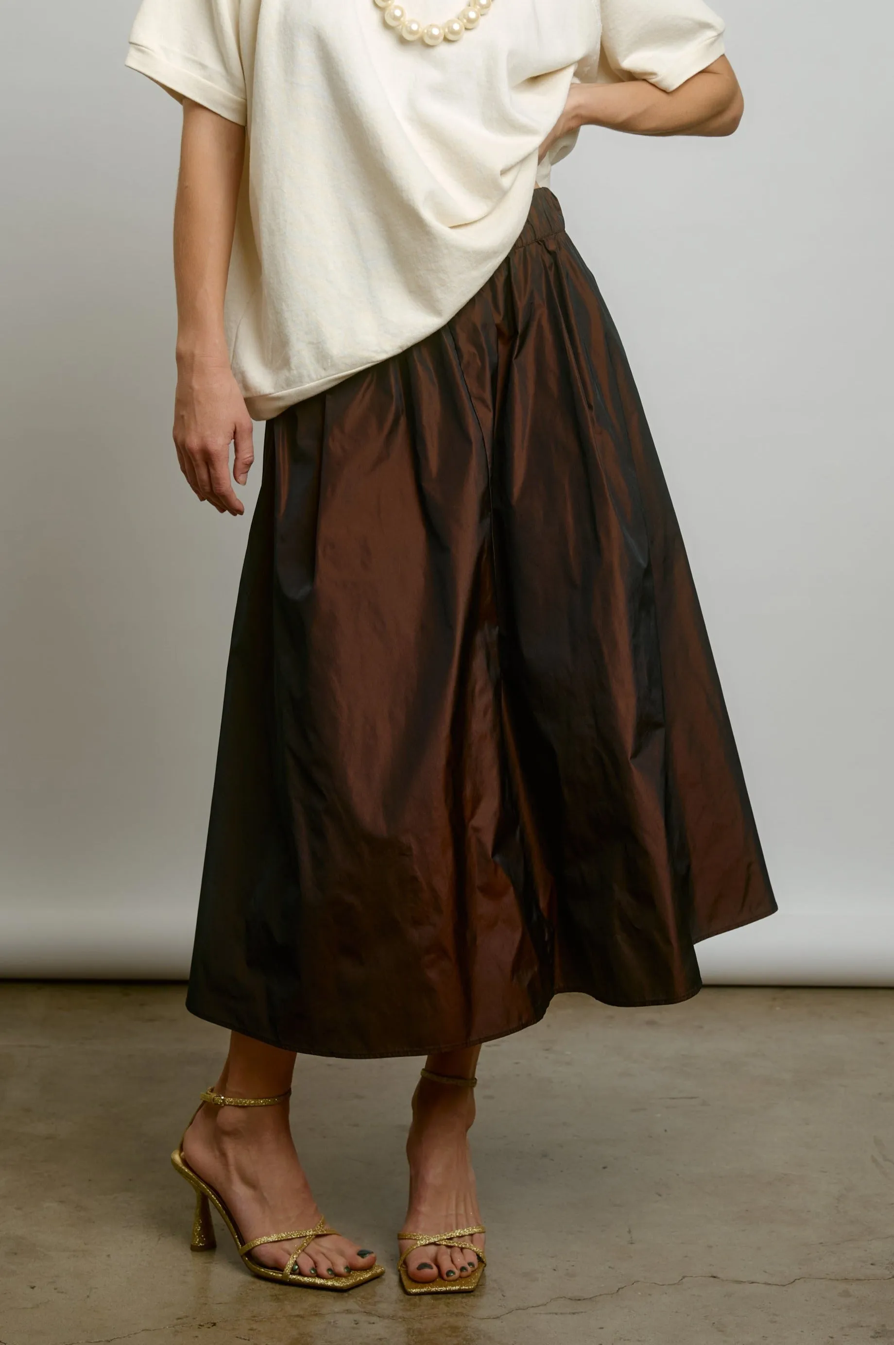 LE SKIRT | brown taffeta