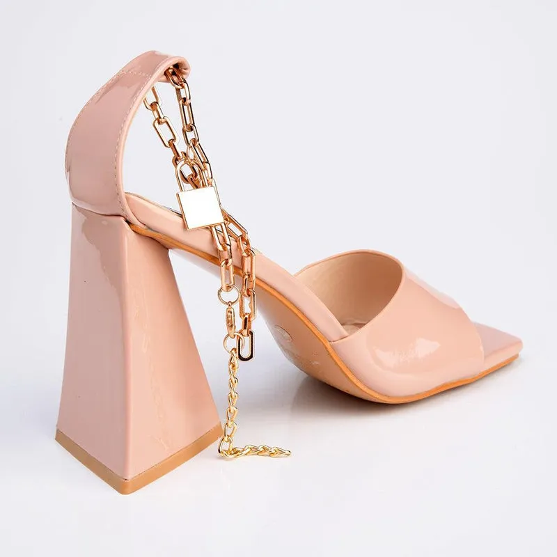 Madison Addison Ankle Chain Sandals - Nude