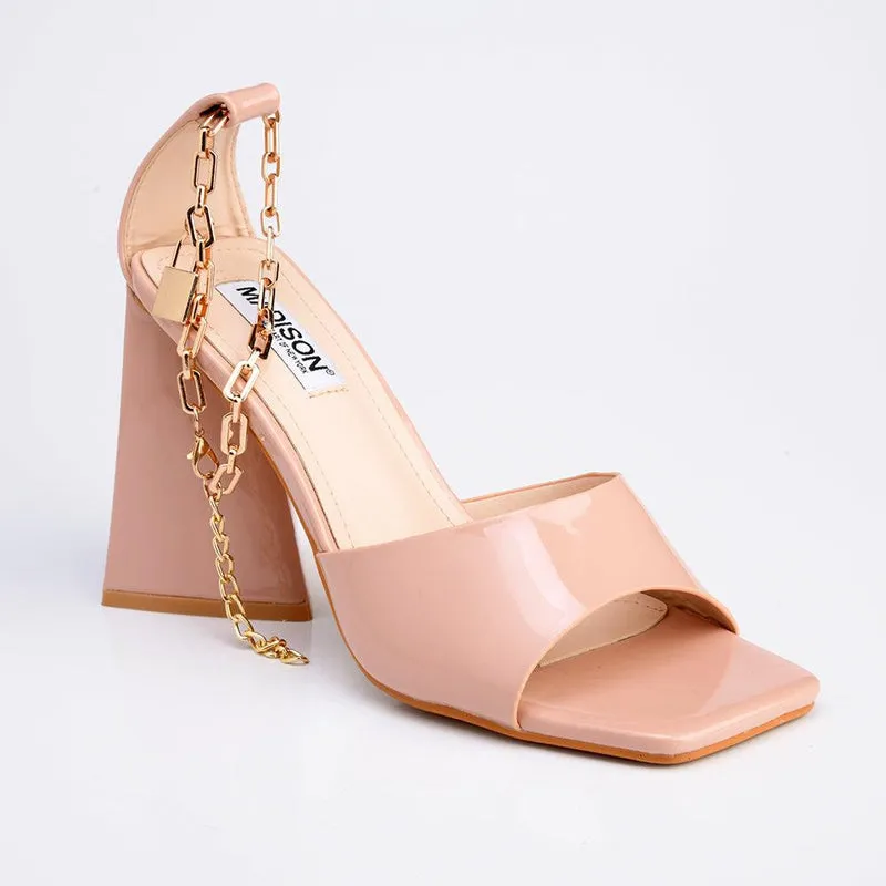 Madison Addison Ankle Chain Sandals - Nude