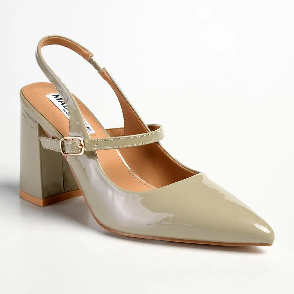 Madison Beckett Block Heel Slingback Sandal - Sage Grey