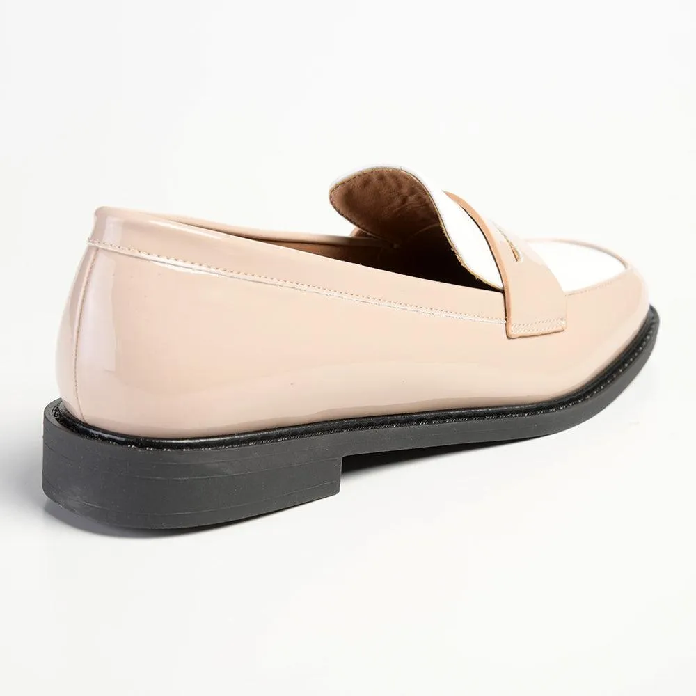 Madison Bliss 2 Tone Slip On Loafers - Nude / White