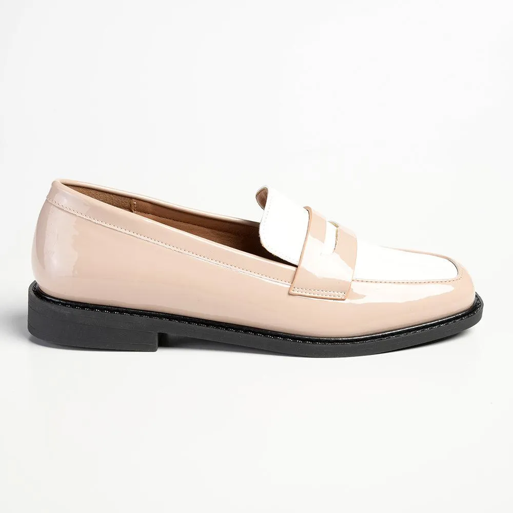 Madison Bliss 2 Tone Slip On Loafers - Nude / White