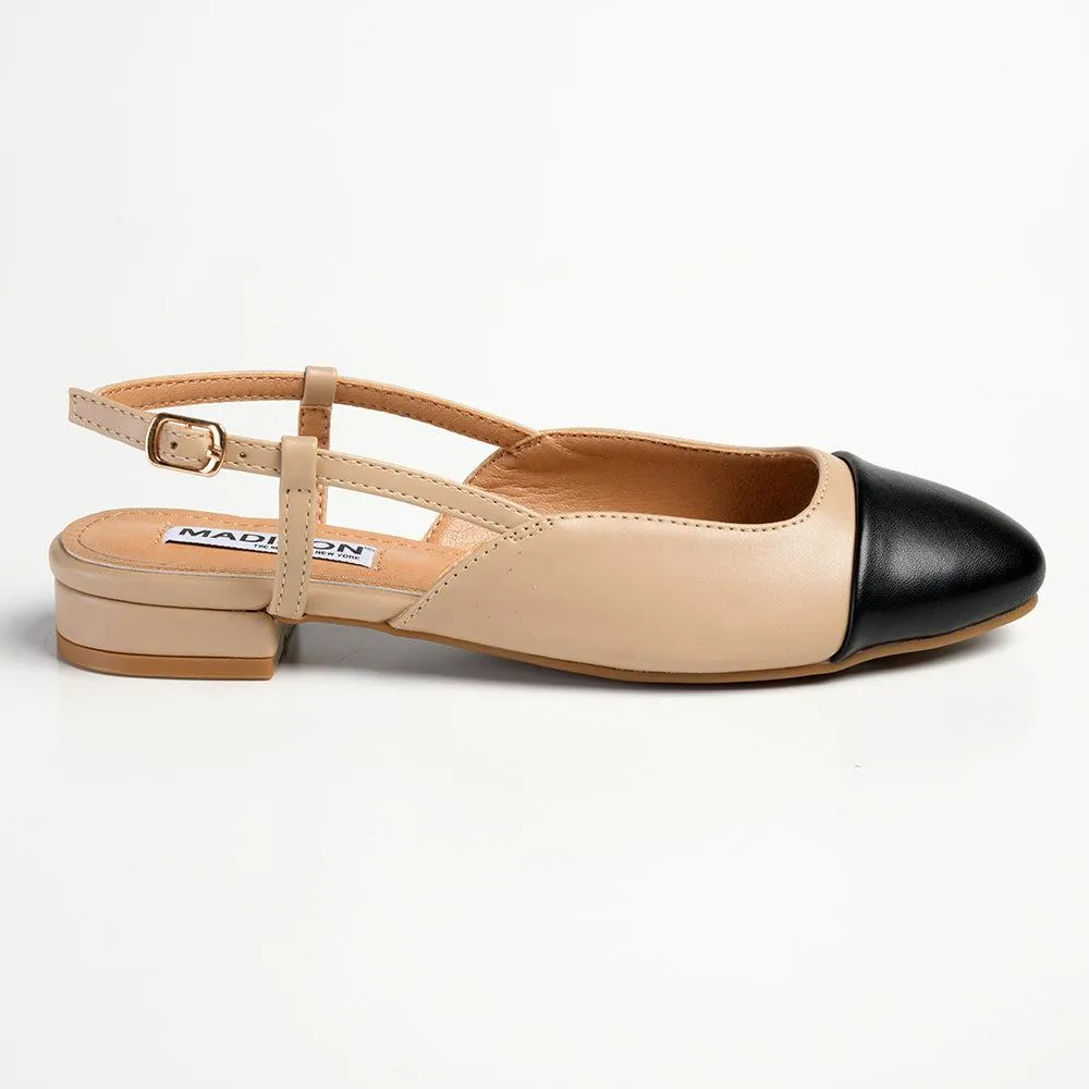 Madison Bluma Low Block Heel Slingback Sandal - Black / Nude