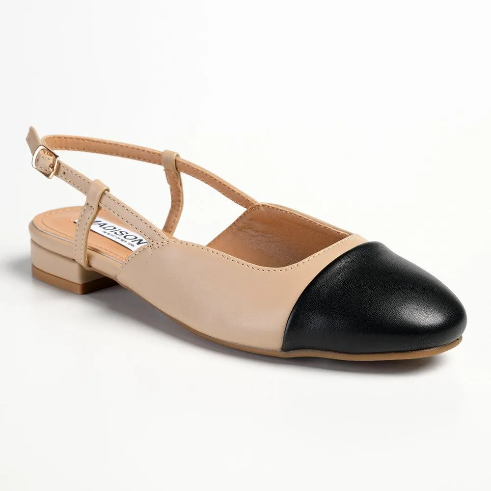 Madison Bluma Low Block Heel Slingback Sandal - Black / Nude