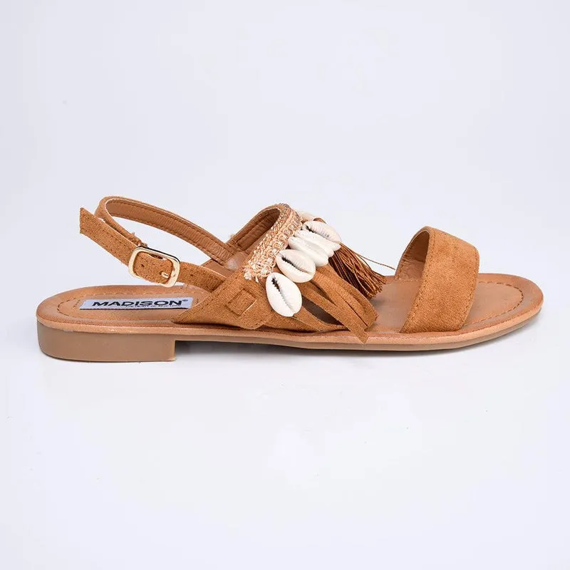 Madison Carter Fringe Sandals - Camel