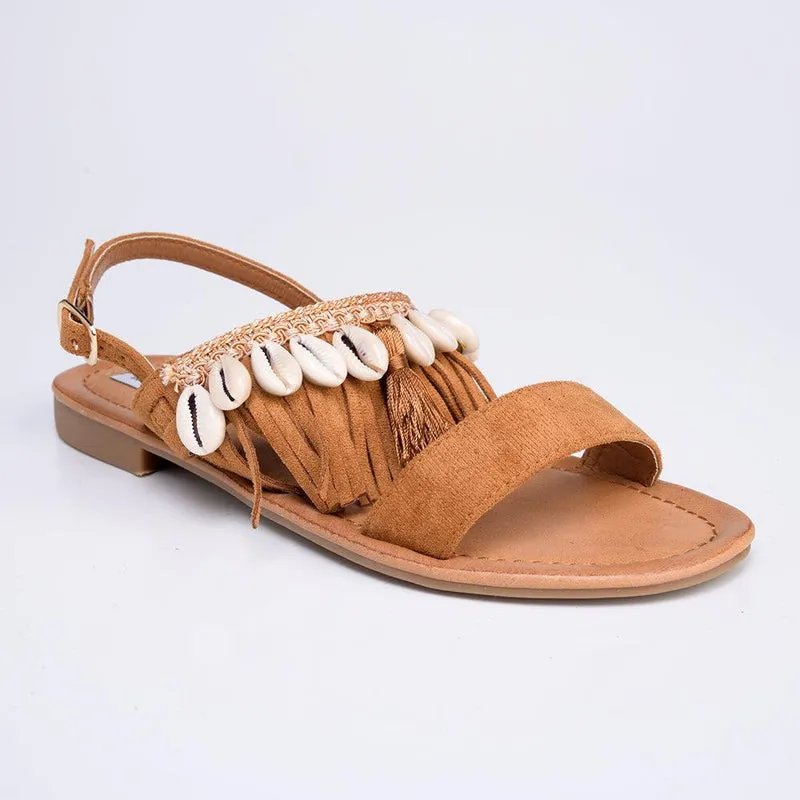 Madison Carter Fringe Sandals - Camel