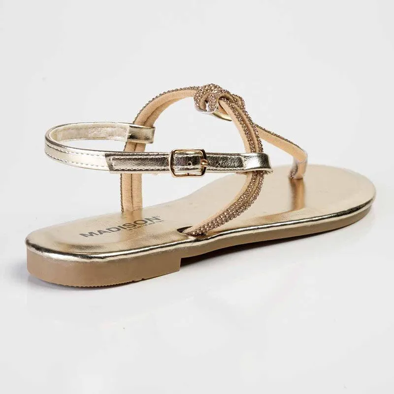 Madison Heather Metallic T-bar Sandal - Gold