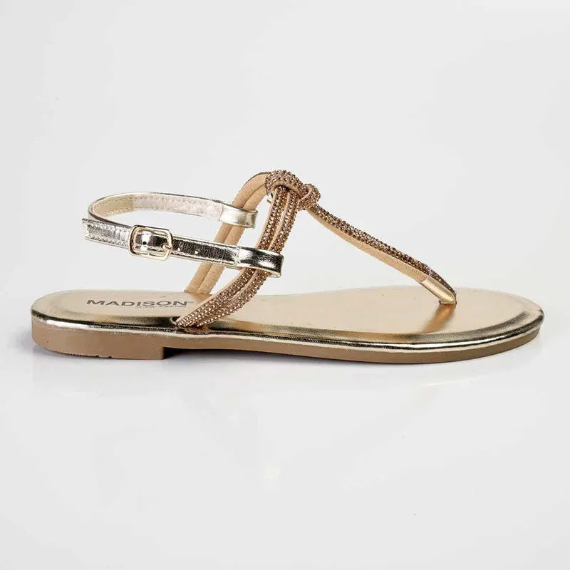 Madison Heather Metallic T-bar Sandal - Gold