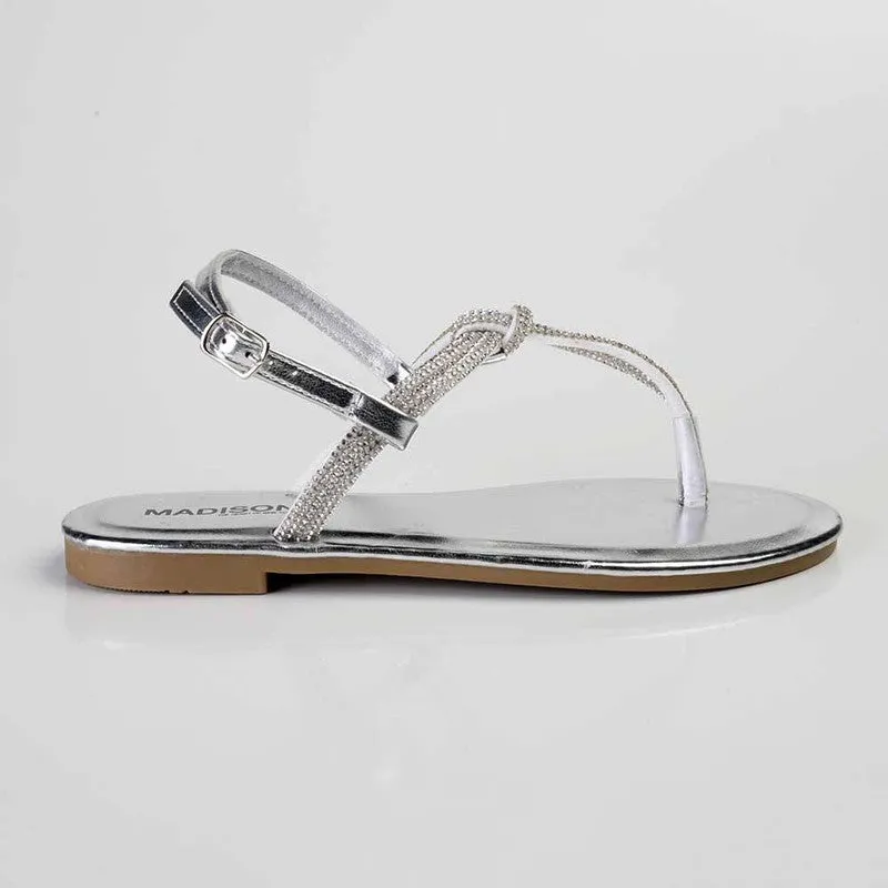 Madison Heather Metallic T-bar Sandal - Silver