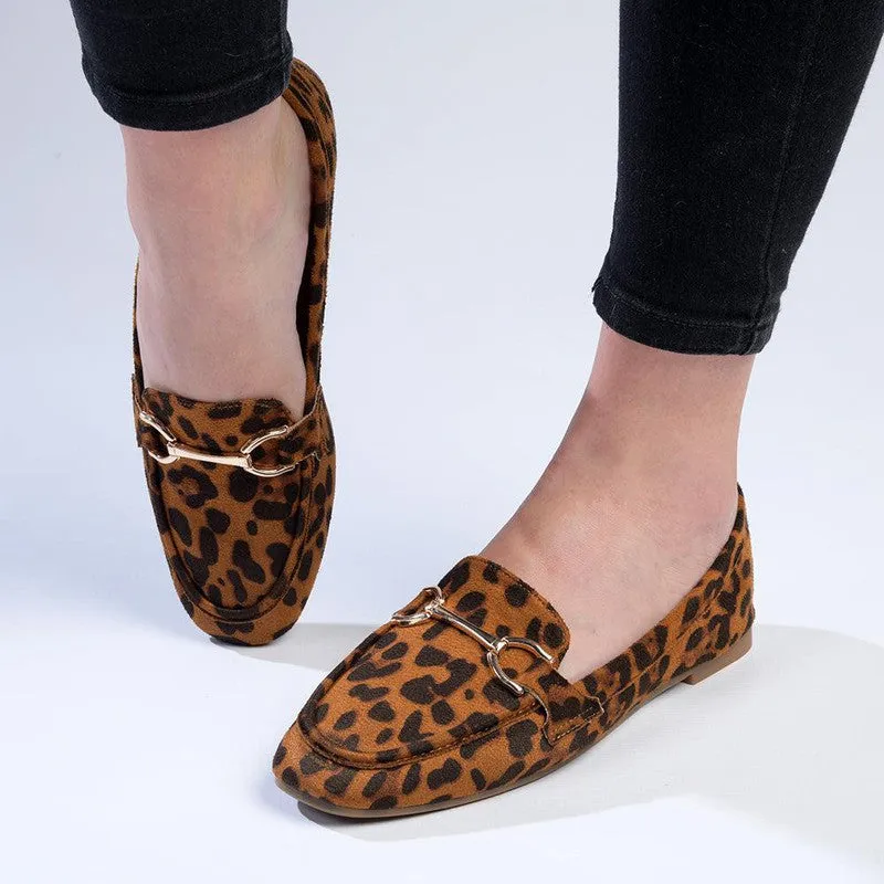 Madison Persley Loafer With Gold Metal Trim Detail -Leopard