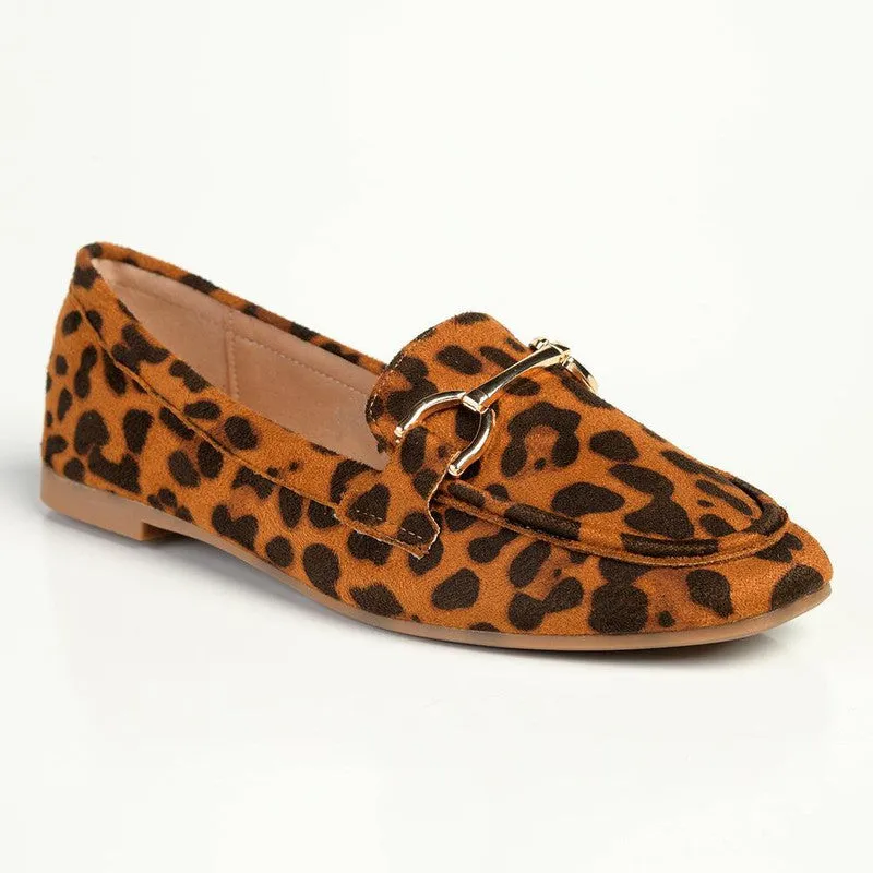 Madison Persley Loafer With Gold Metal Trim Detail -Leopard