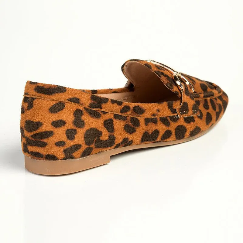 Madison Persley Loafer With Gold Metal Trim Detail -Leopard