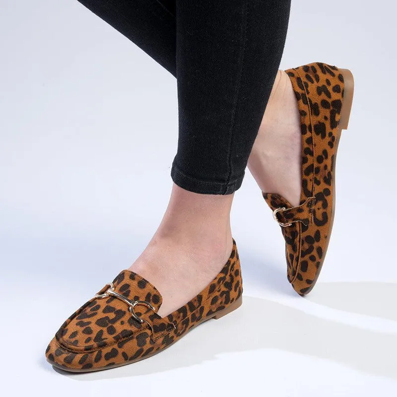 Madison Persley Loafer With Gold Metal Trim Detail -Leopard