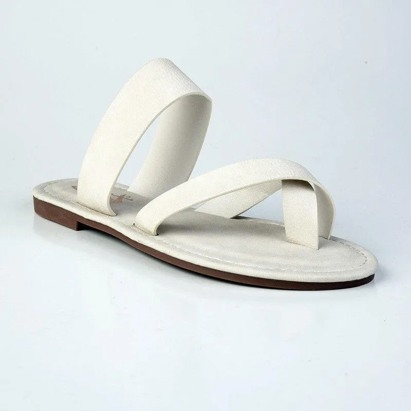 Maldives ladies Flat Push In Sandal -Stone