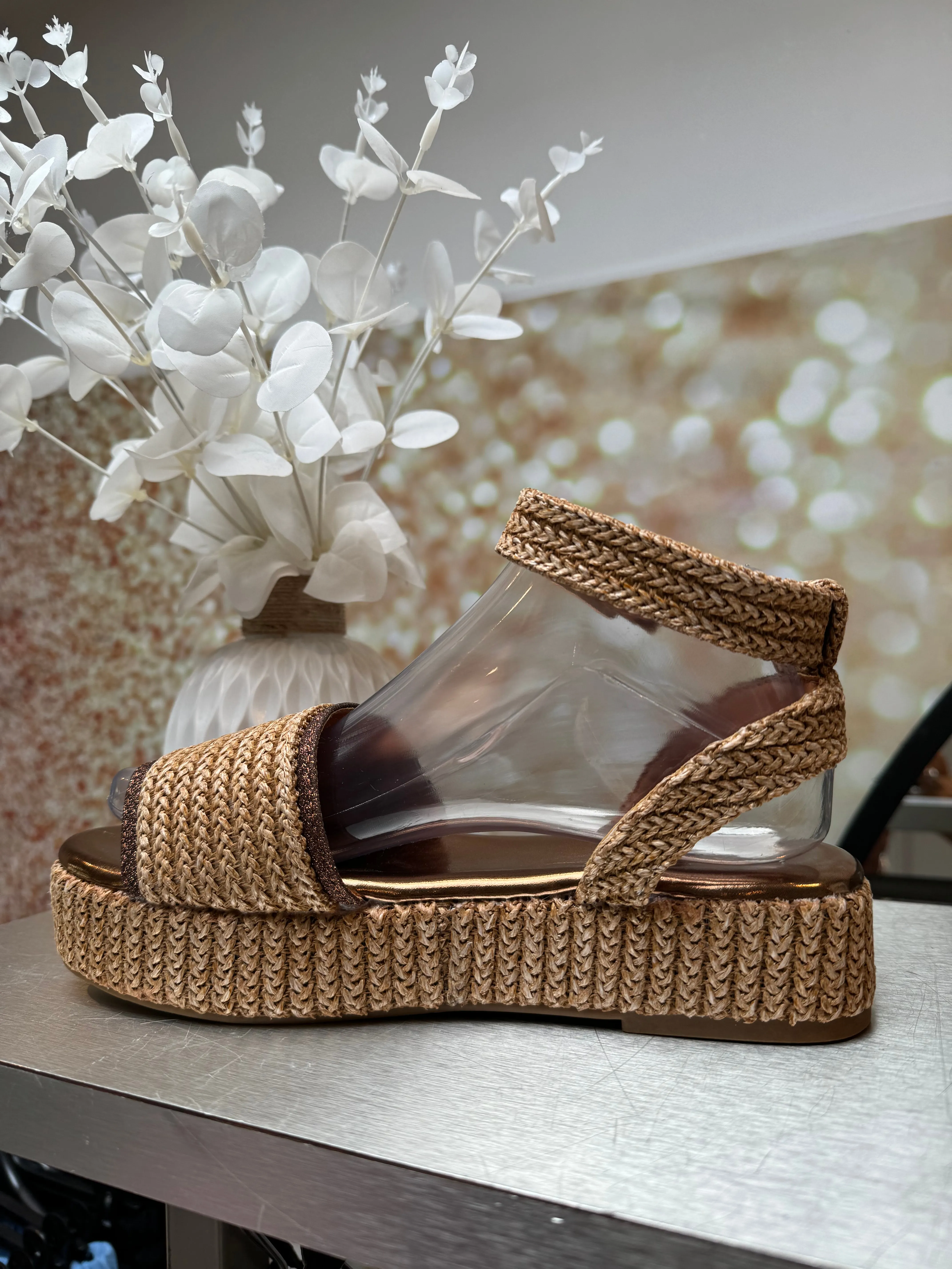 Metallic Hessian Ankle Tie Sandal