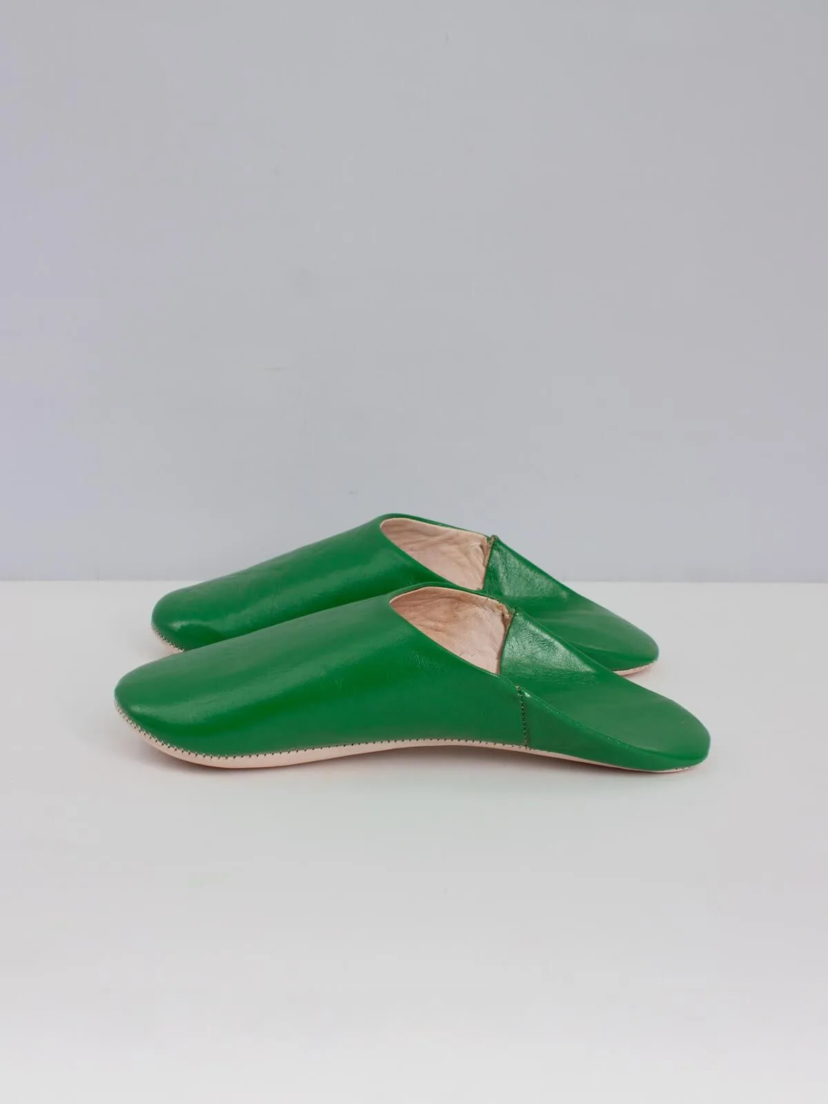 Moroccan Babouche Basic Slippers, Green