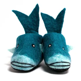 Nyangumi The Whale Handmade Felted Slippers - Hector and Queen