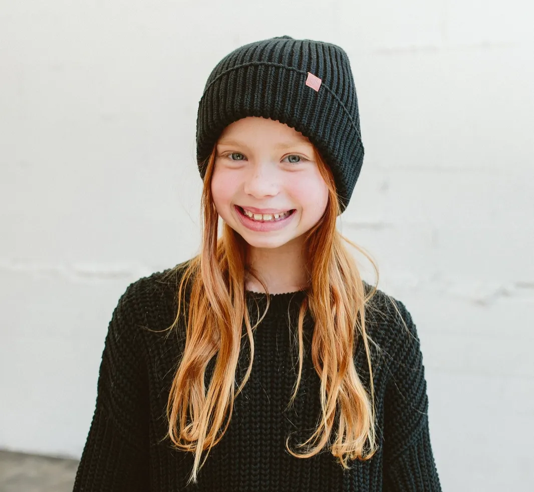 Organic Cotton Knit Beanie - Shadow