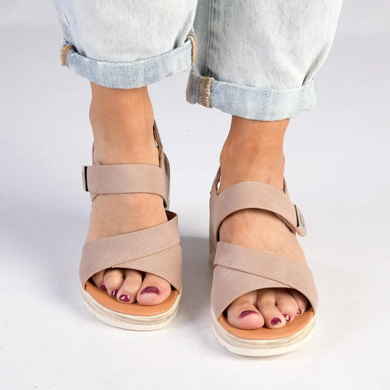 Pierre Cardin Natalia Fashion Wedge Sandals - Nude