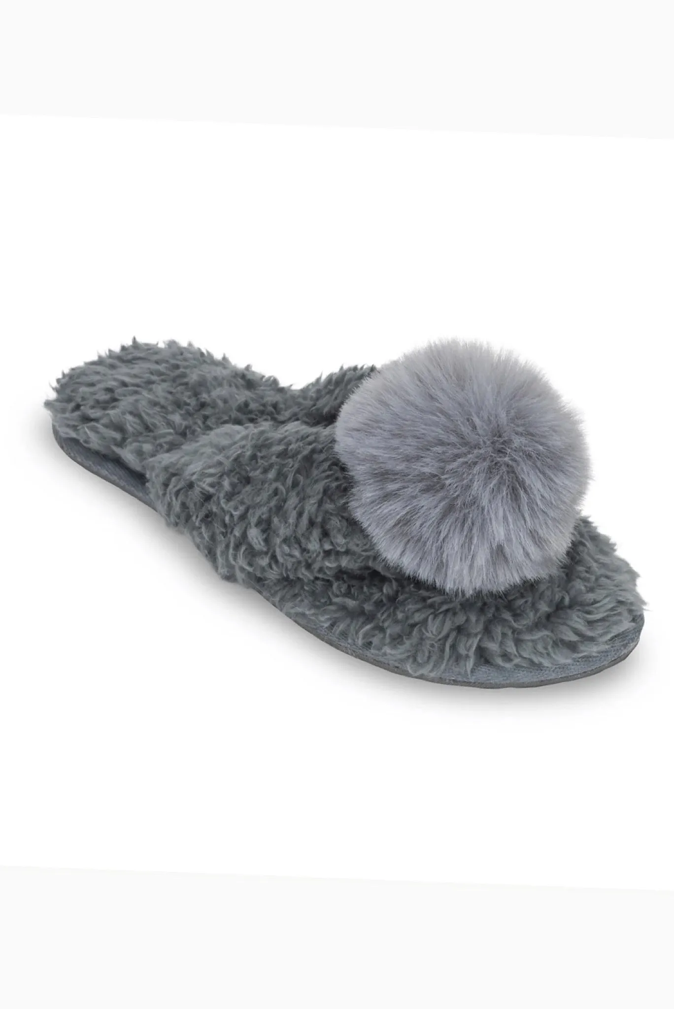 Pom Flip Flop Slipper Charcoal