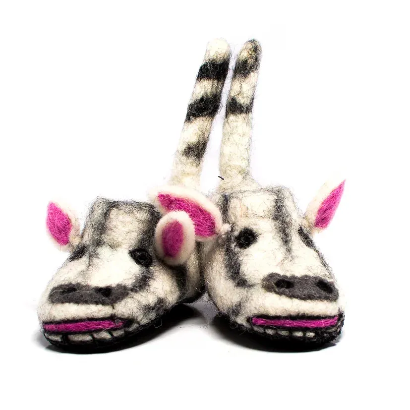 Pundamilia The Zebra Handmade Felted Slippers - Hector and Queen