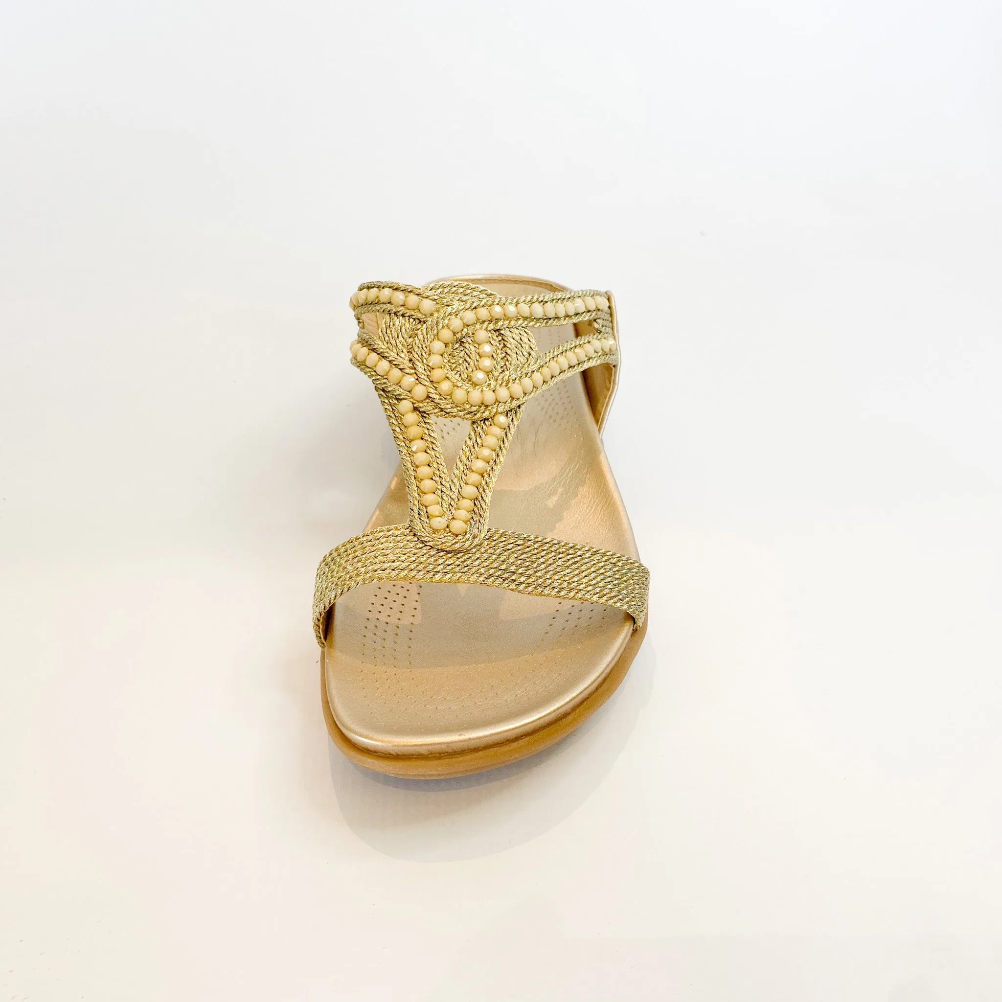 Queue gold beaded sandal