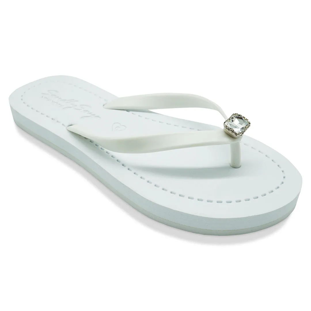 Rectangle Studs - Crystal Rhinestones embellished Flat Flip Flops Sandal