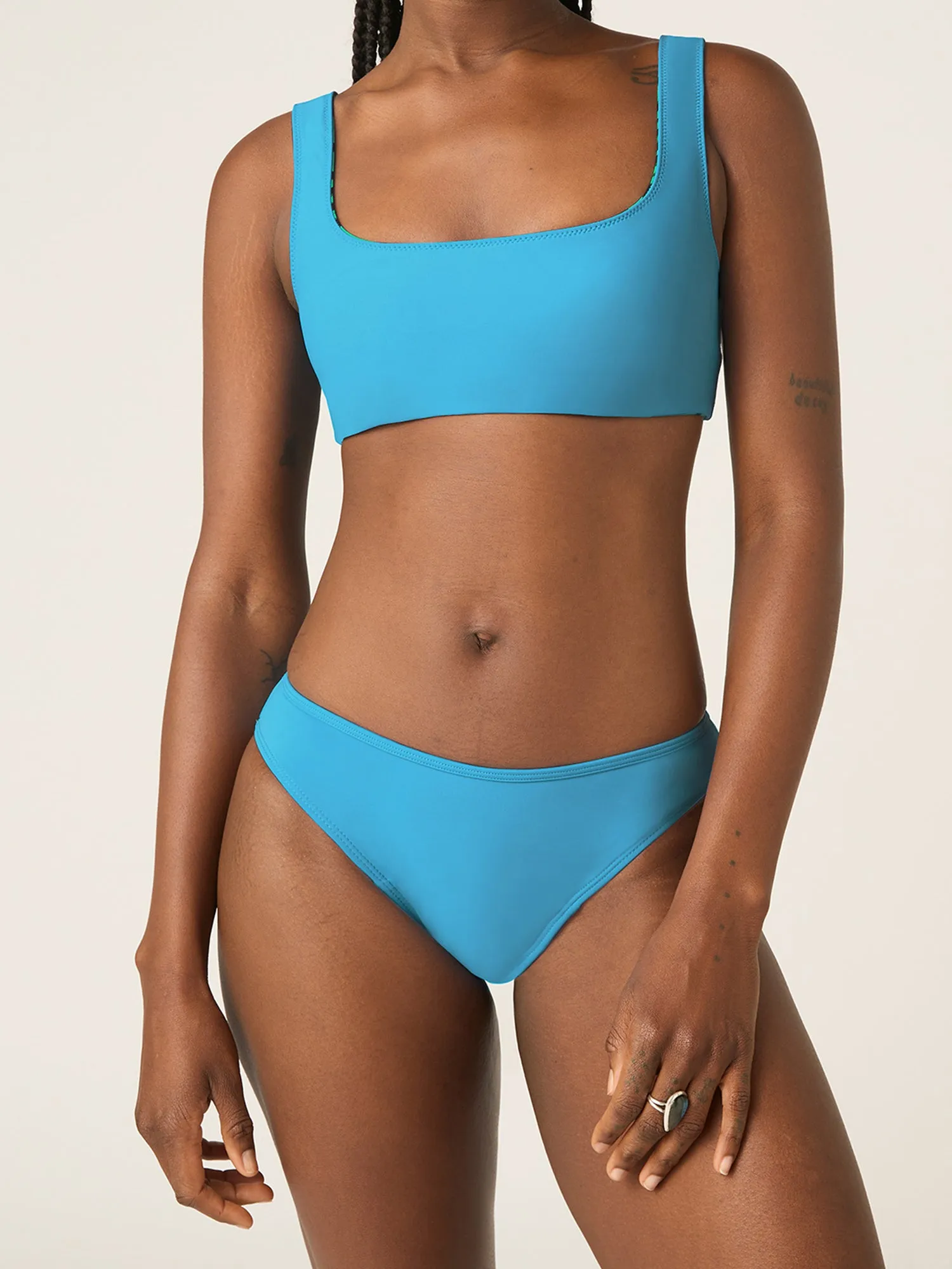 Reversible Swimwear Crop Top Party Animal Green / Oasis Blue