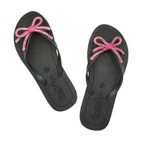 Rhinestone Pink Bow - Flat Flip Flops Sandal