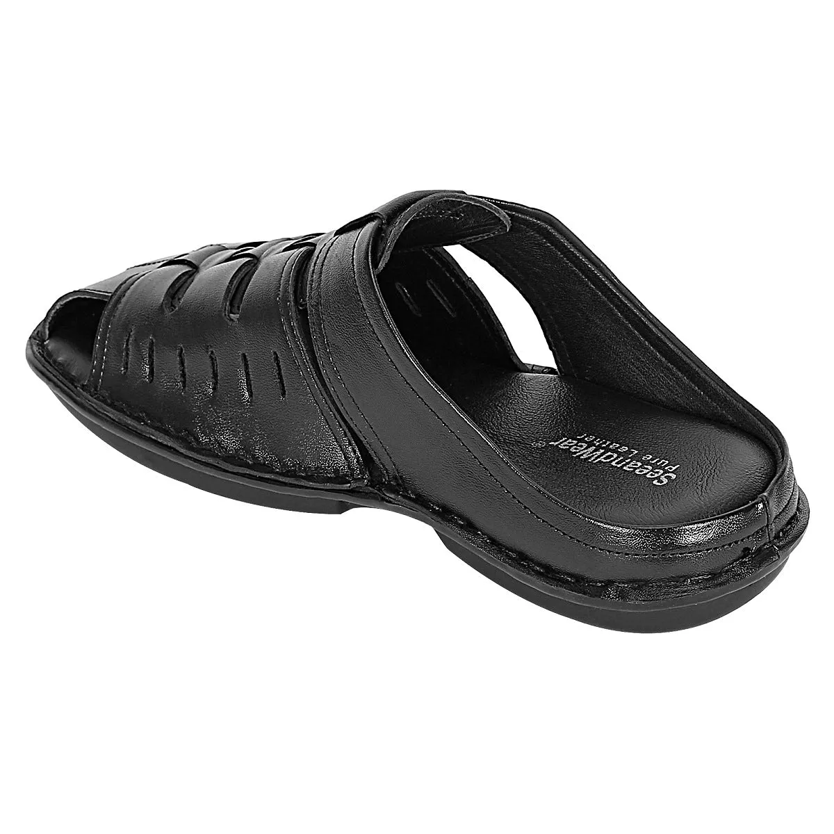 SeeandWear Men Leather Black Sandal