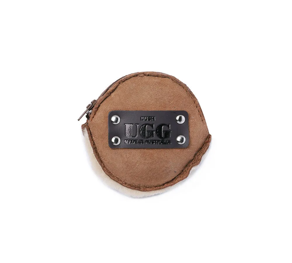 Sheepskin Wool Fluffy Round Zip Purse