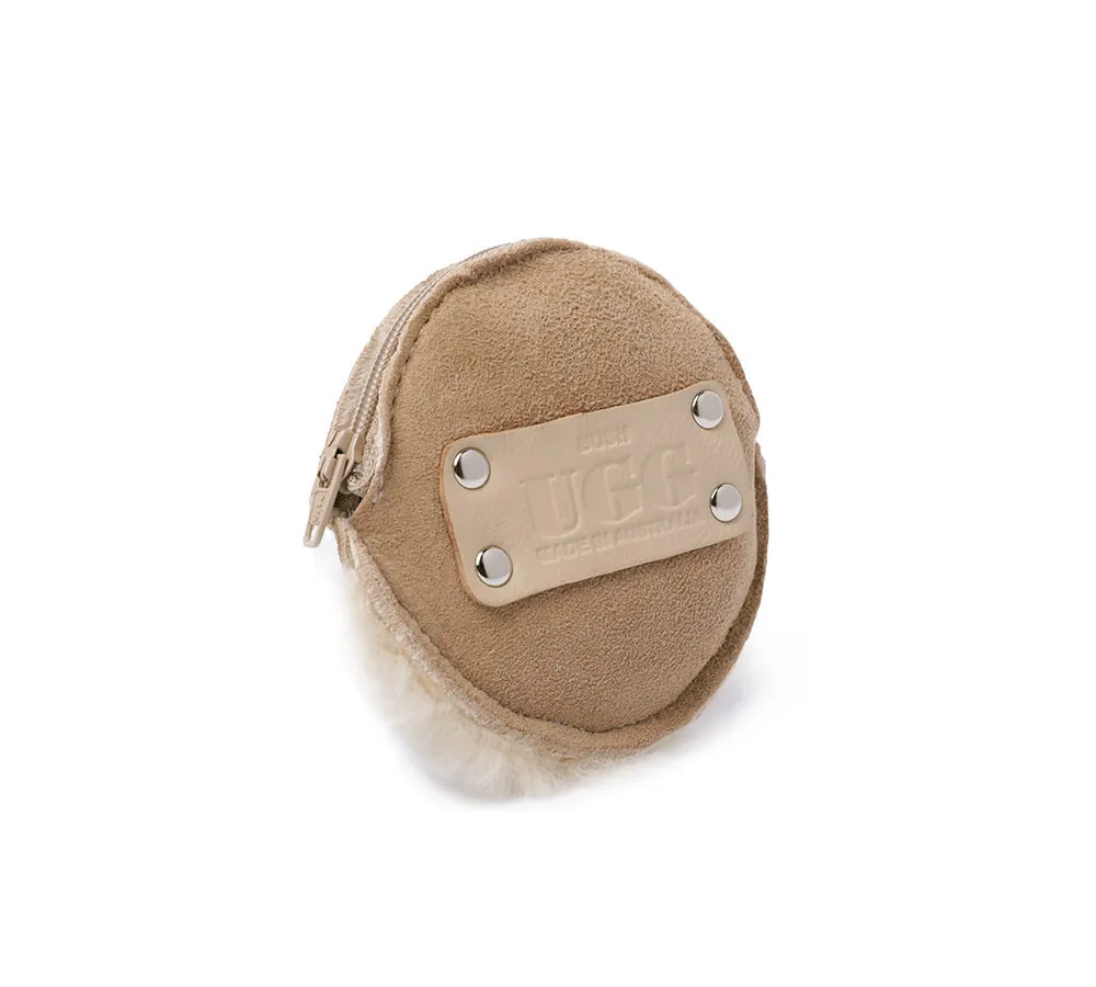 Sheepskin Wool Fluffy Round Zip Purse