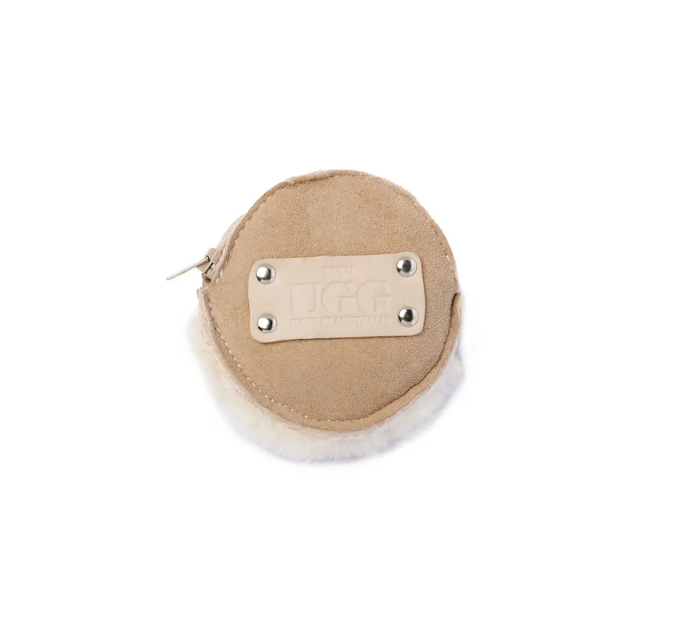 Sheepskin Wool Fluffy Round Zip Purse