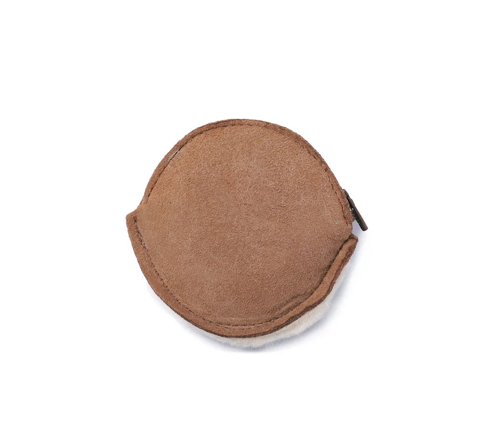 Sheepskin Wool Fluffy Round Zip Purse