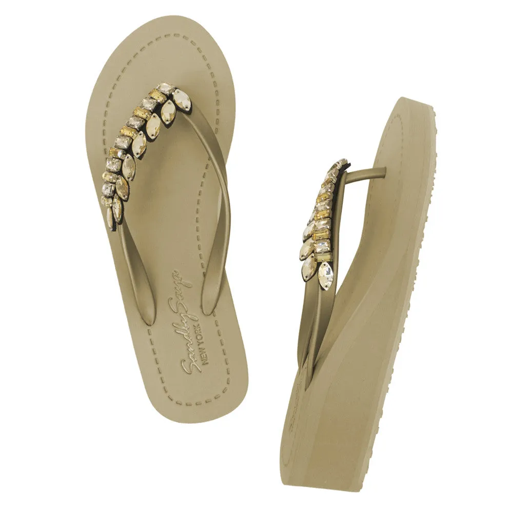 Smith - Rhinestone Mid Wedge Flip Flops