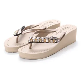 Smith - Rhinestone Mid Wedge Flip Flops