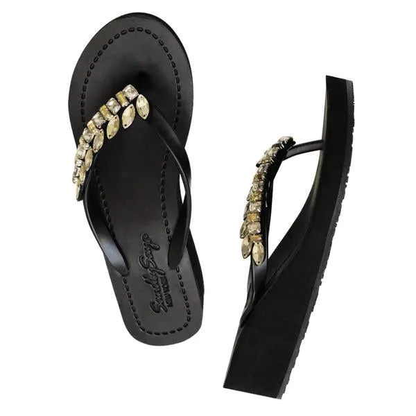 Smith - Rhinestone Mid Wedge Flip Flops