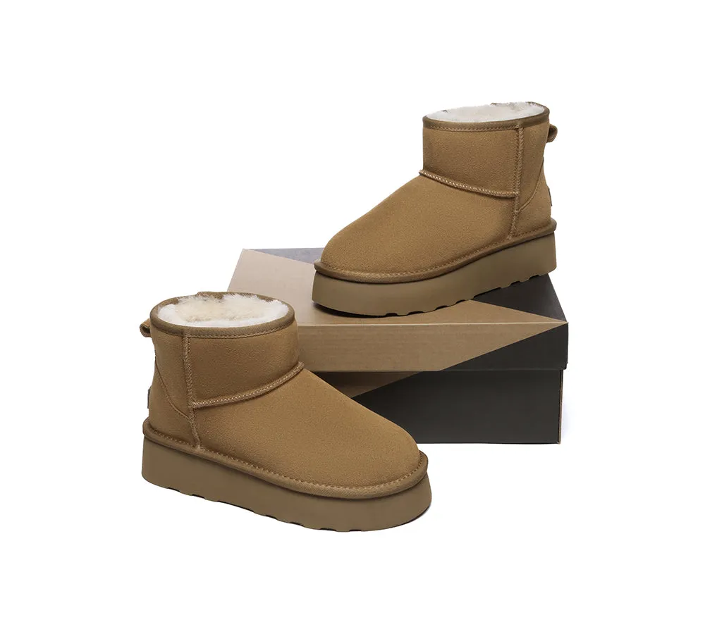 UGG Boots Sheepskin Wool Ultra Mini Ankle Platform Rommie