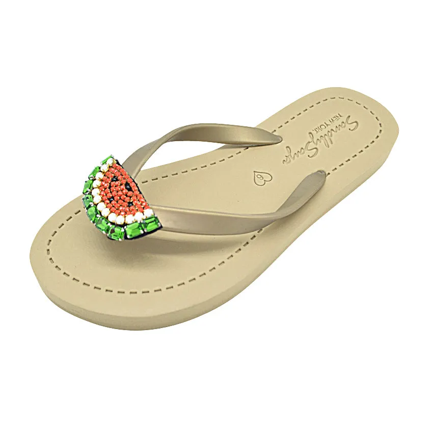 Watermelon - Rhinestone Flat Flip Flops Sandal