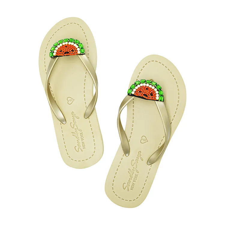 Watermelon - Rhinestone Flat Flip Flops Sandal