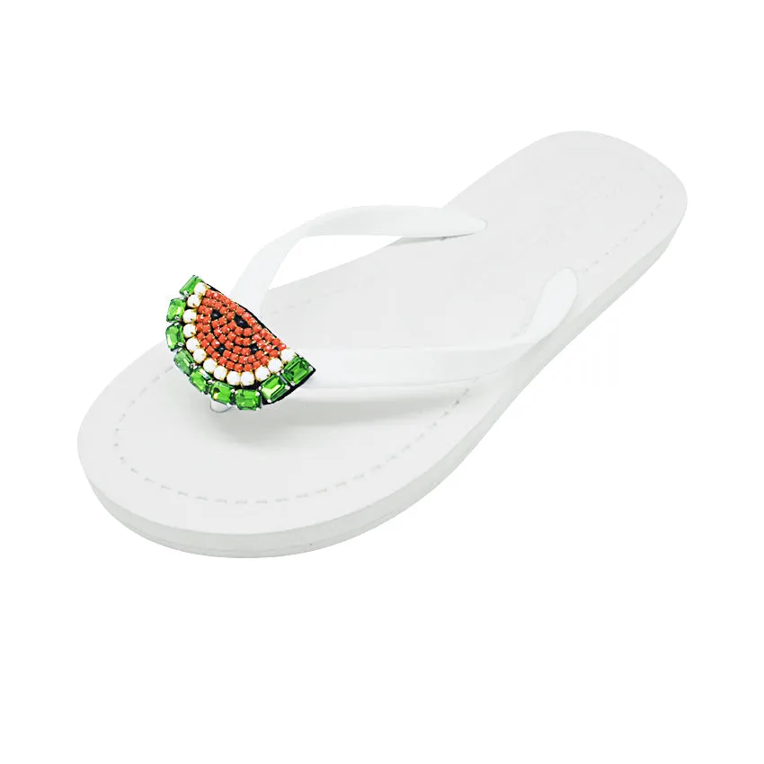 Watermelon - Rhinestone Flat Flip Flops Sandal